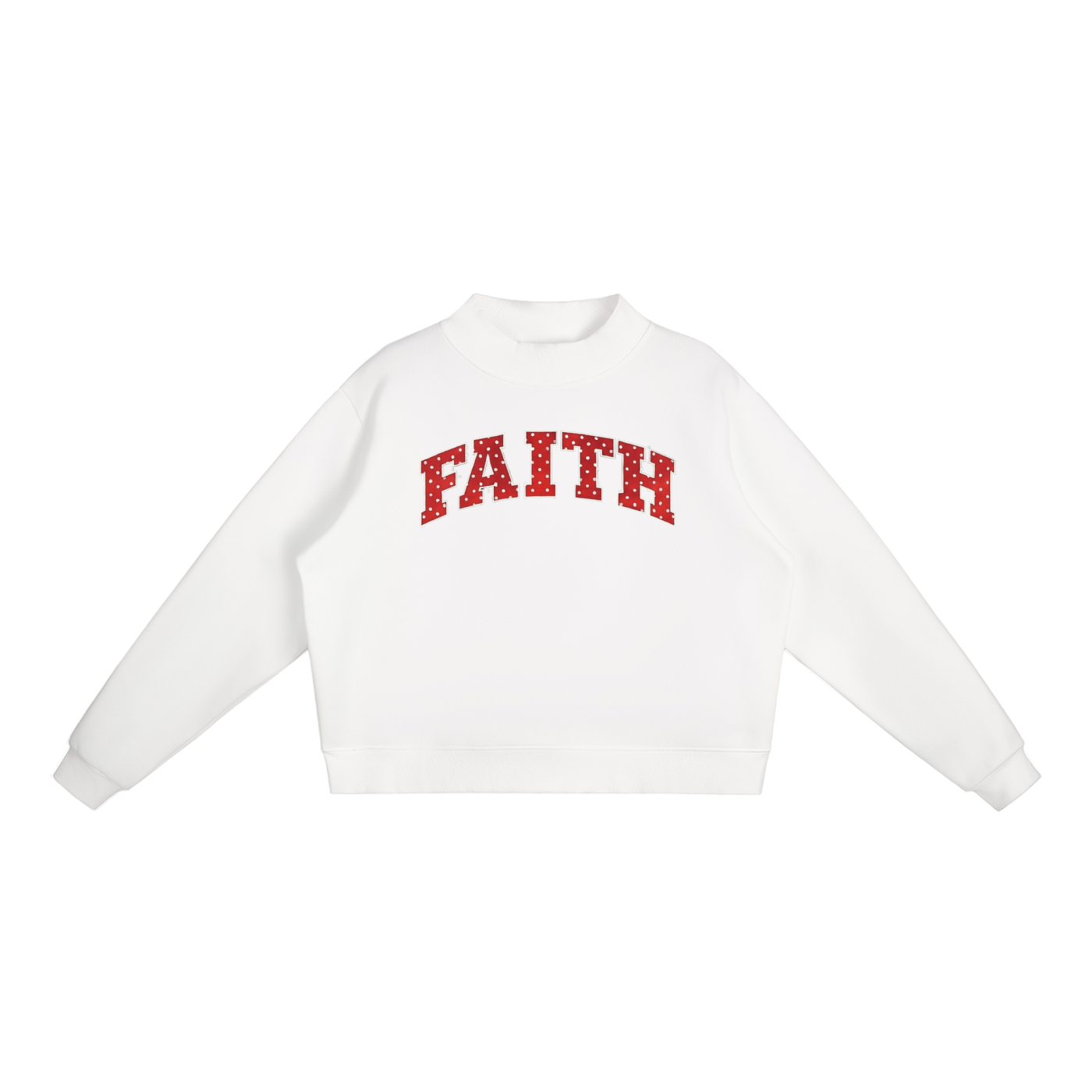 Faith Red Polka Dot Essential Fleece Mock-Neck Crew Sweatshirt