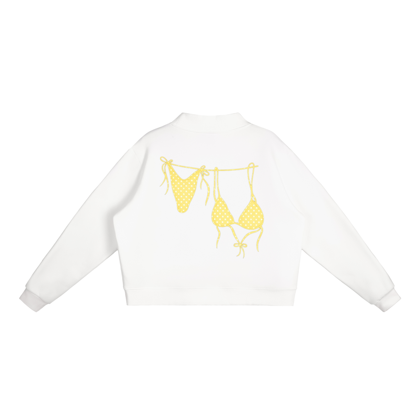 Yellow Bikini Logo Essential Fleece Mock-Neck Crew Sweatshirt