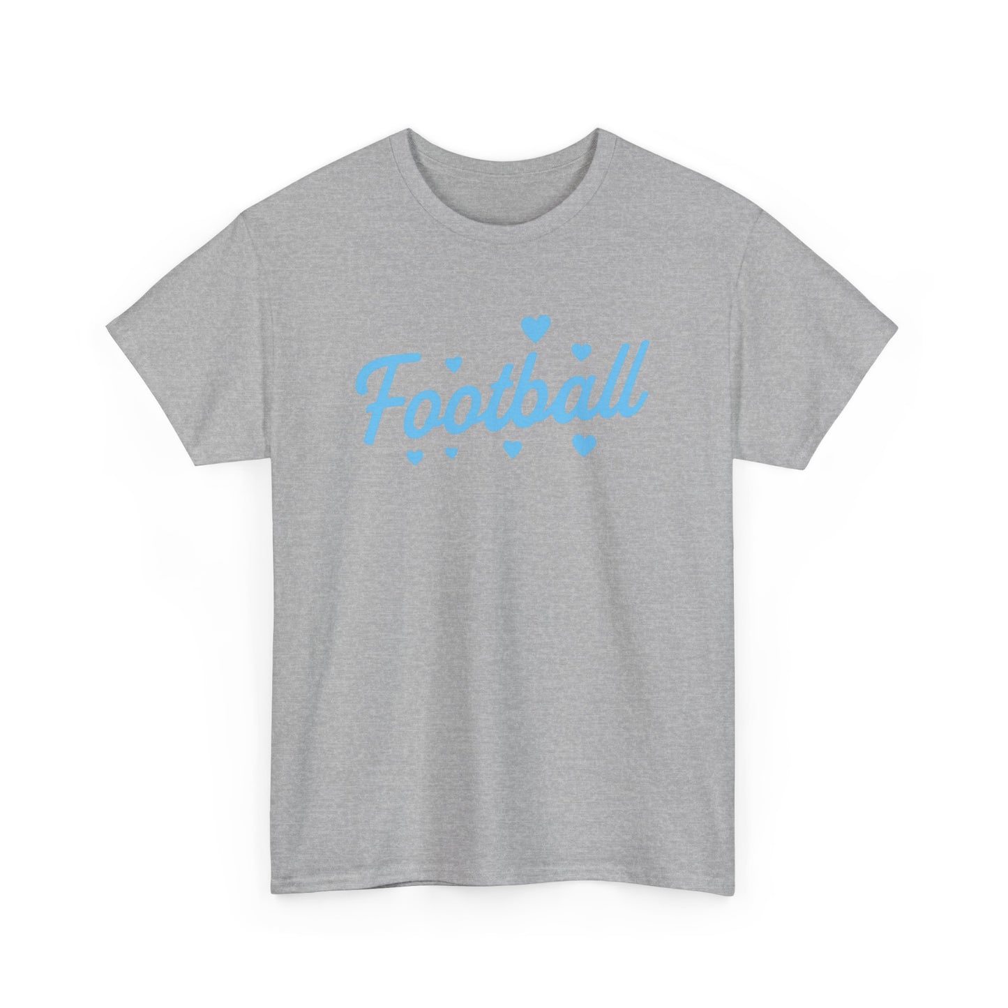 Football Script Tee — Light Blue Heart Sports T-Shirt