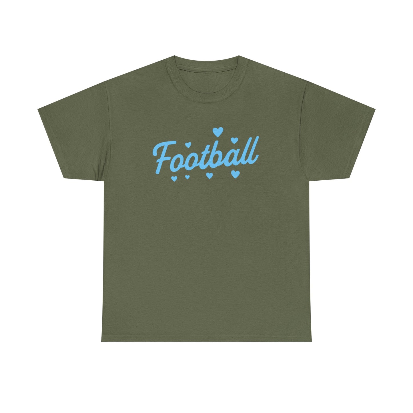 Football Script Tee — Light Blue Heart Sports T-Shirt
