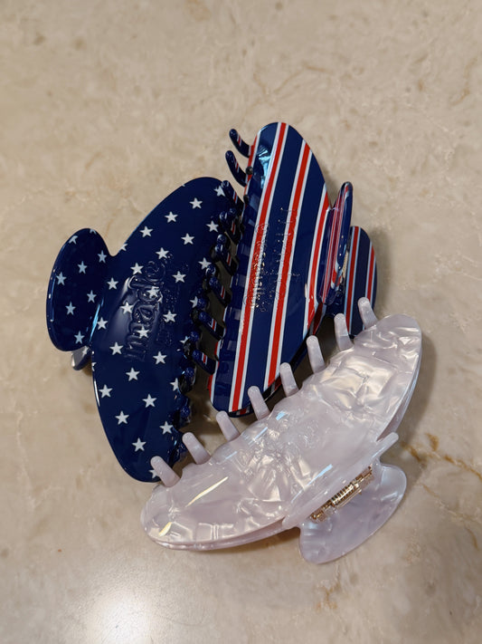 Red white and blue claw clip