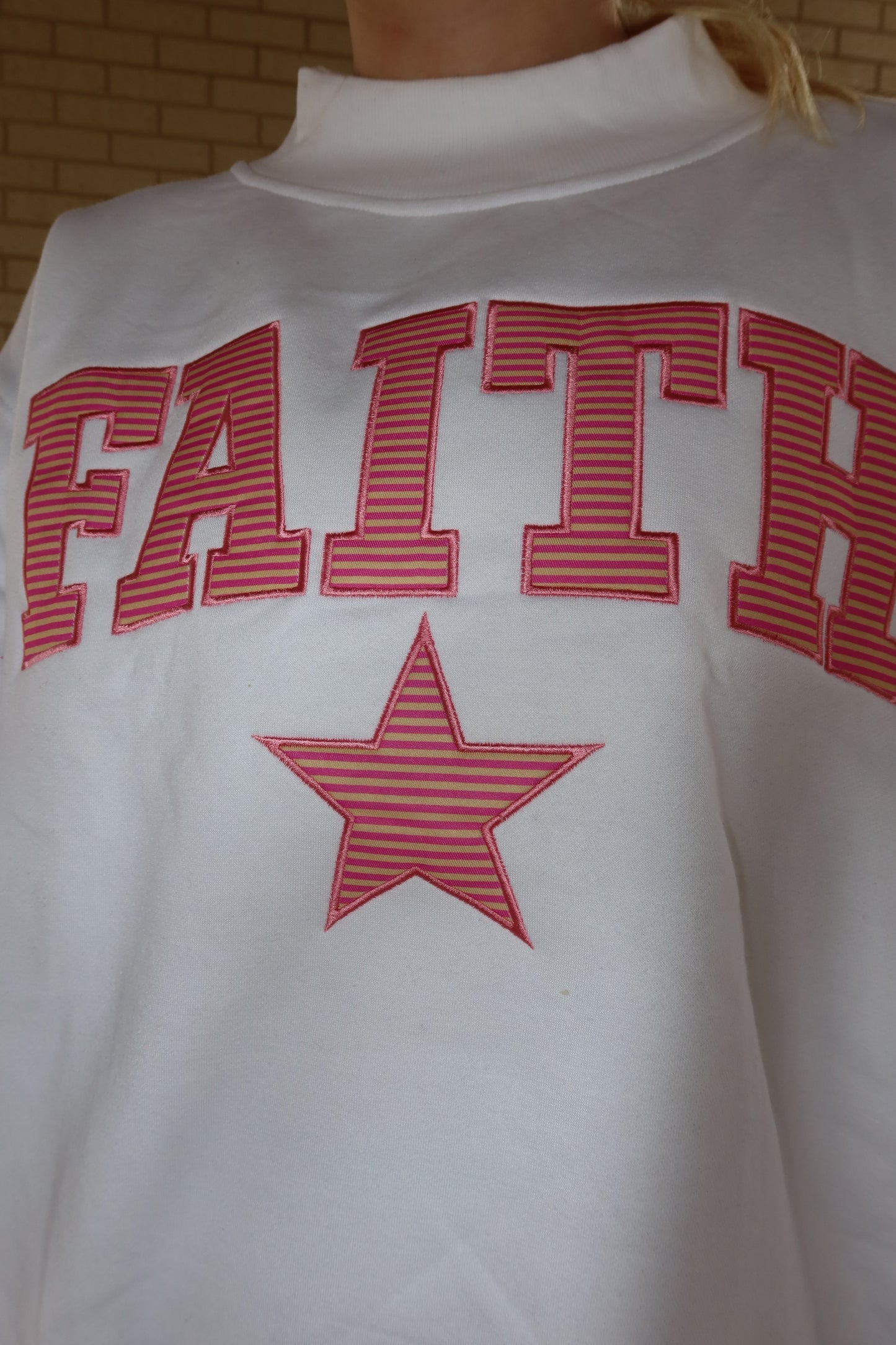 FAITH STAR MOCK NECK- SUNSHINE AND PETAL STRIPES ON ICE