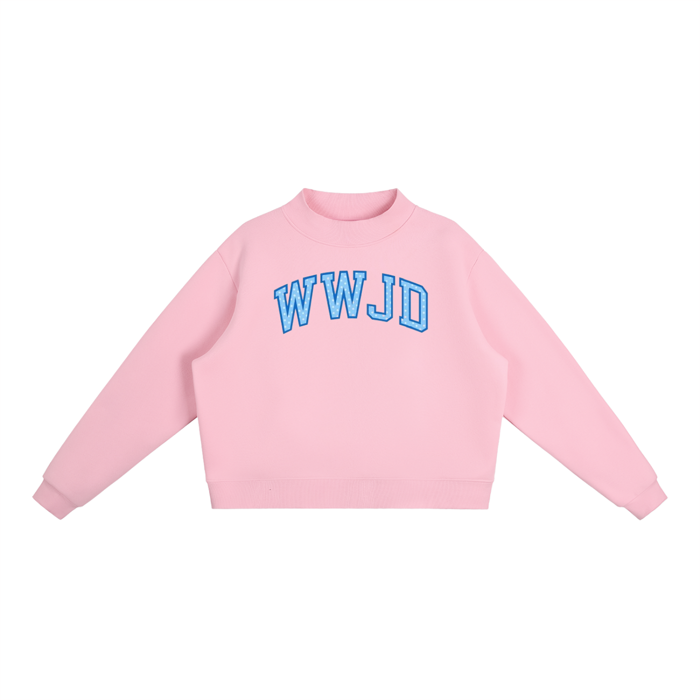 WWJD Blue hearts Essential Fleece Mock-Neck Crew Sweatshirt