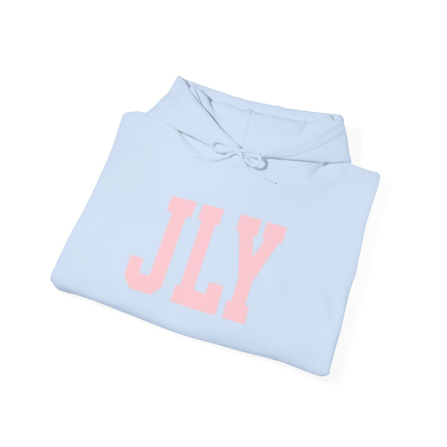 JLY Pink Block Letter Hoodie - Minimal Monogram Pullover