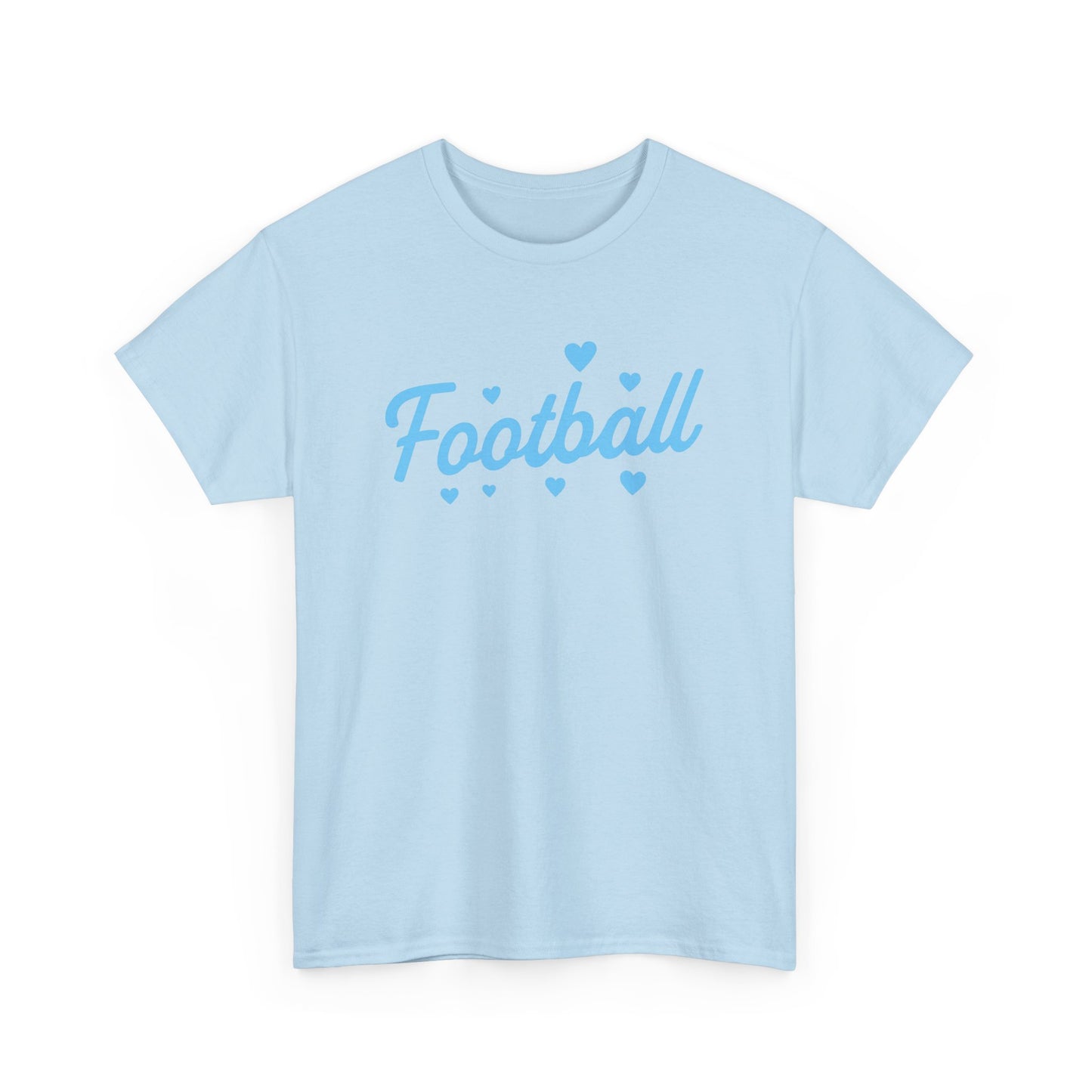 Football Script Tee — Light Blue Heart Sports T-Shirt