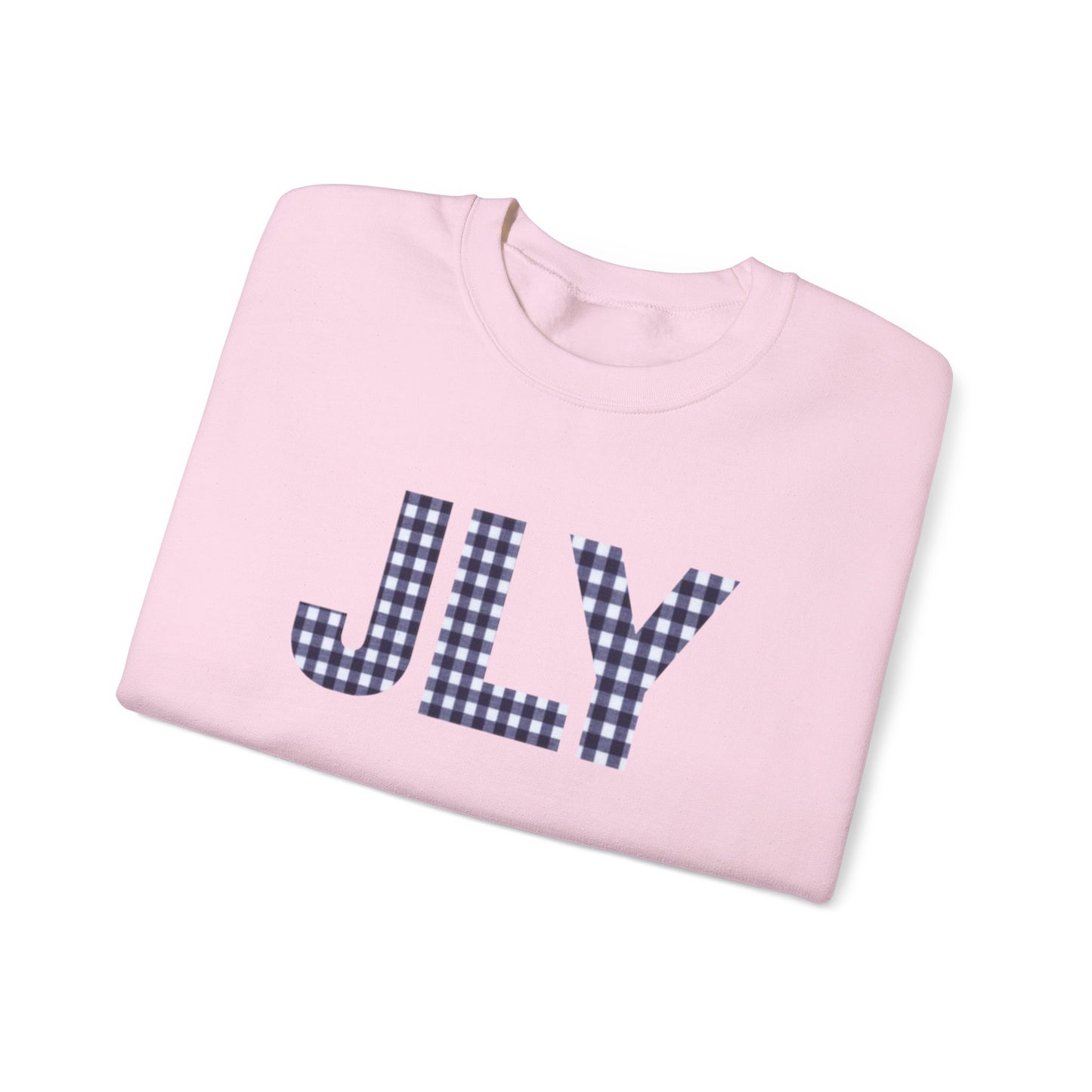 JLY Plaid Monogram Crewneck Sweatshirt