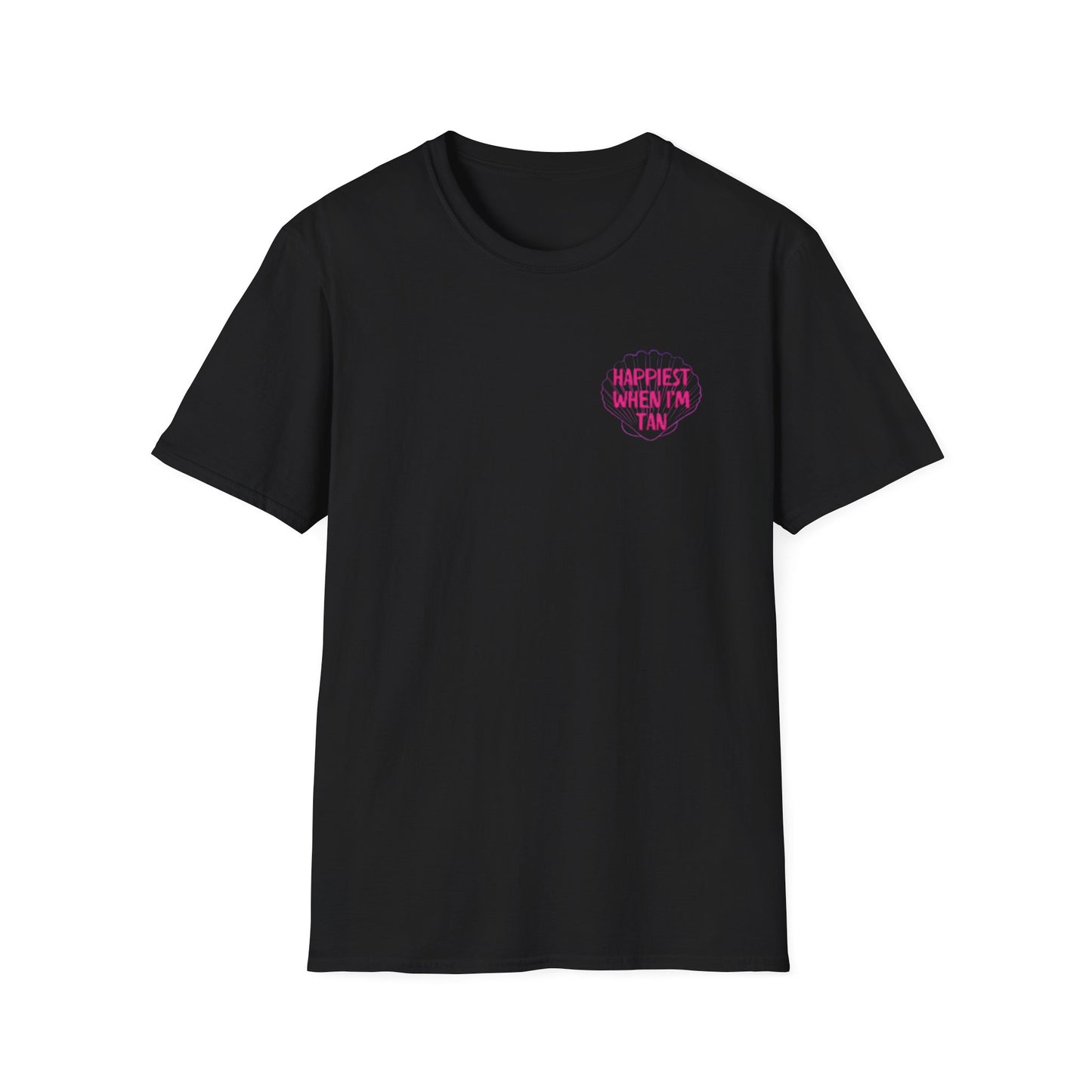 T-Shirt — "Happiest When I'm Tan" Pink Beach Tee