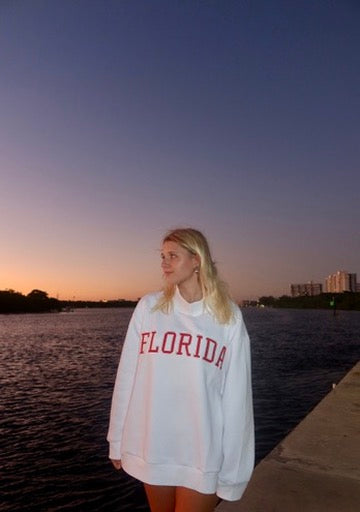 FLORIDA WHITE AND RED MOCK NECK