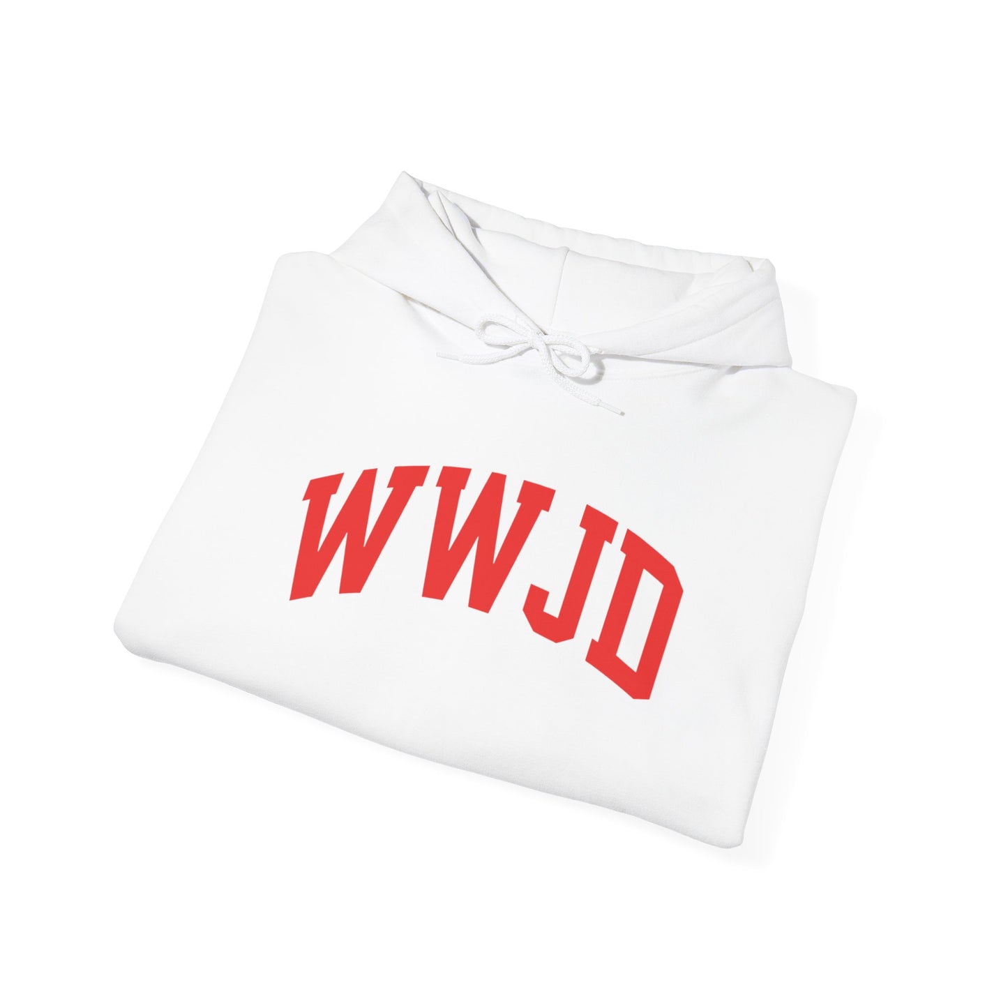 WWJD Hoodie — Classic Red Lettering Christian Faith Pullover