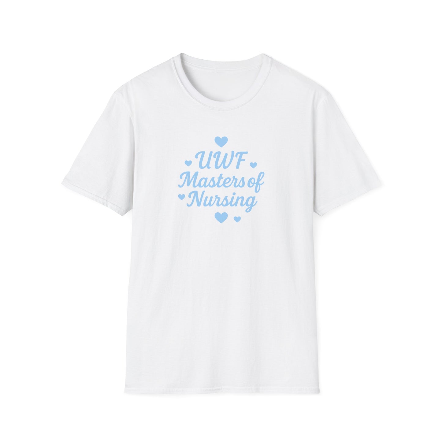 UWF Masters of Nursing T-Shirt — Light Blue Heart Nursing School Tee
