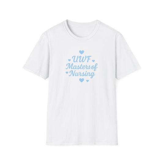 UWF Masters of Nursing T-Shirt — Light Blue Heart Nursing School Tee
