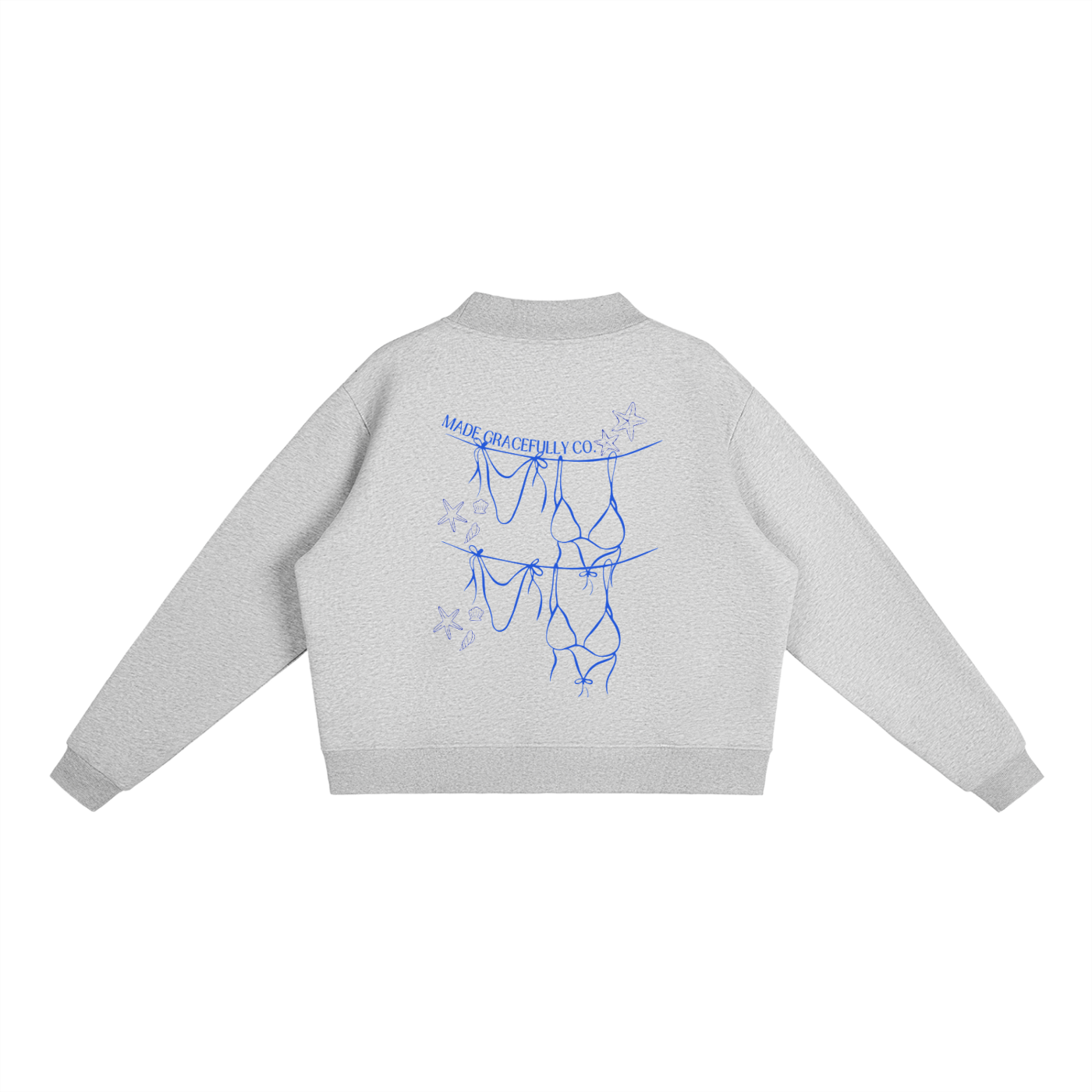 Logo Bikini Fleece Mock-Neck Crew Sweatshirt