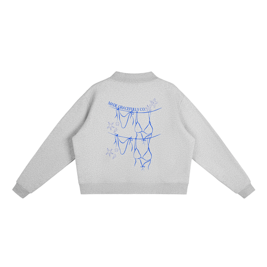 Logo Bikini Fleece Mock-Neck Crew Sweatshirt