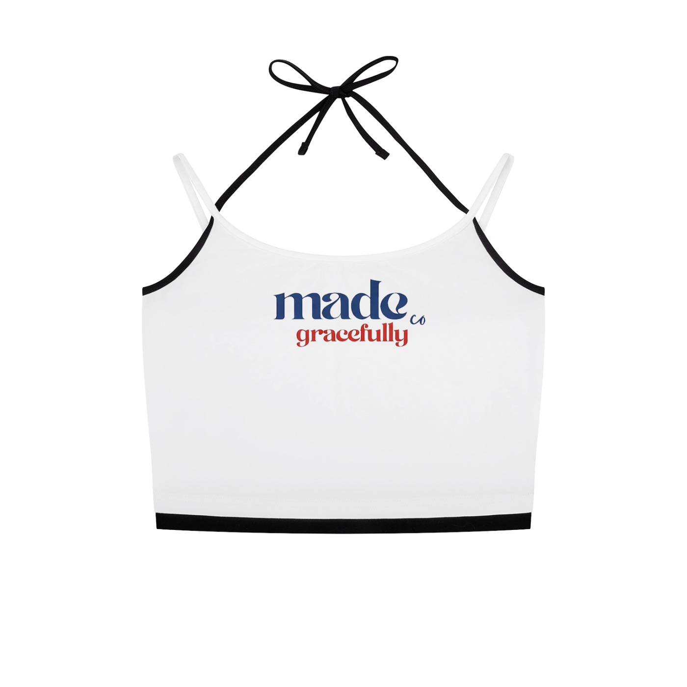 Logo Contrast Binding Halter Tank Top