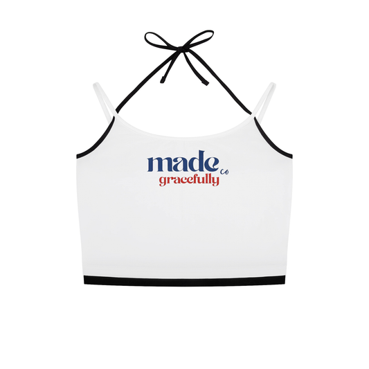 Logo Contrast Binding Halter Tank Top
