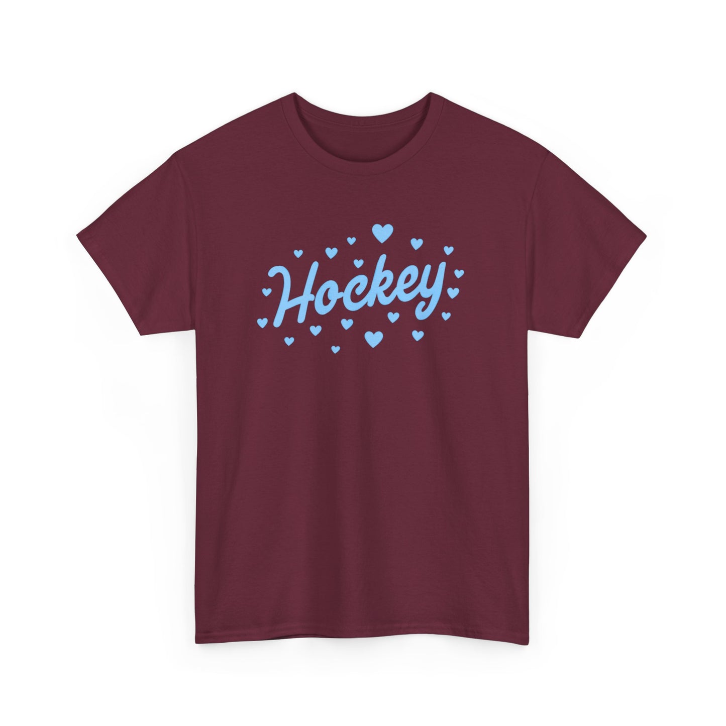 Hockey Heart Tee — Cute Light Blue Script Hockey Shirt