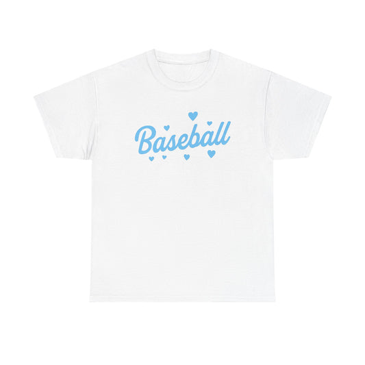 Baseball Heart Tee — Cute Script Baseball Shirt for Fans & Players