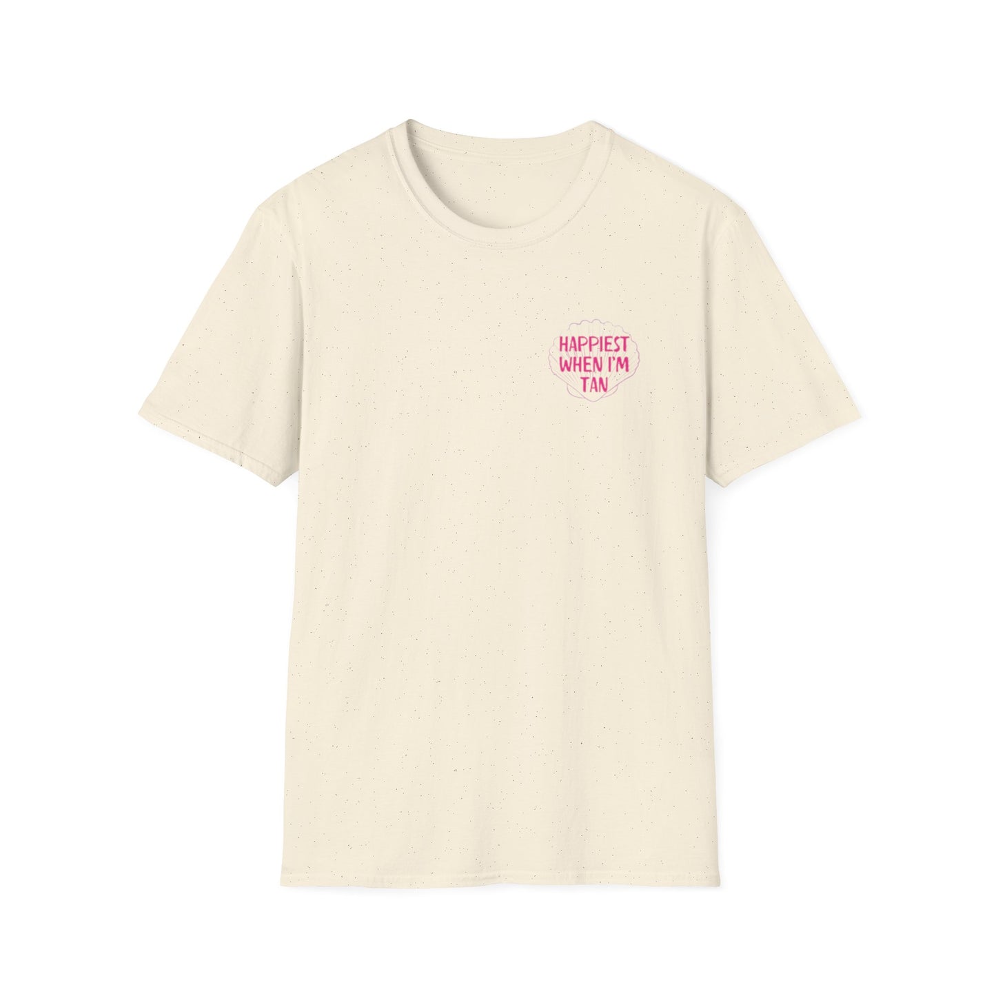 T-Shirt — "Happiest When I'm Tan" Pink Beach Tee