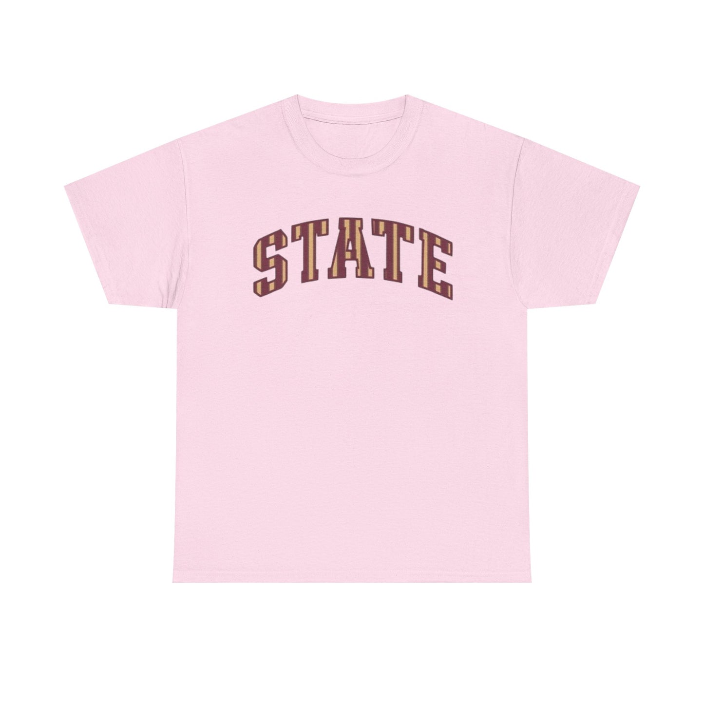 STATE Retro College Tee – Vintage Letterman Arched Logo T-Shirt