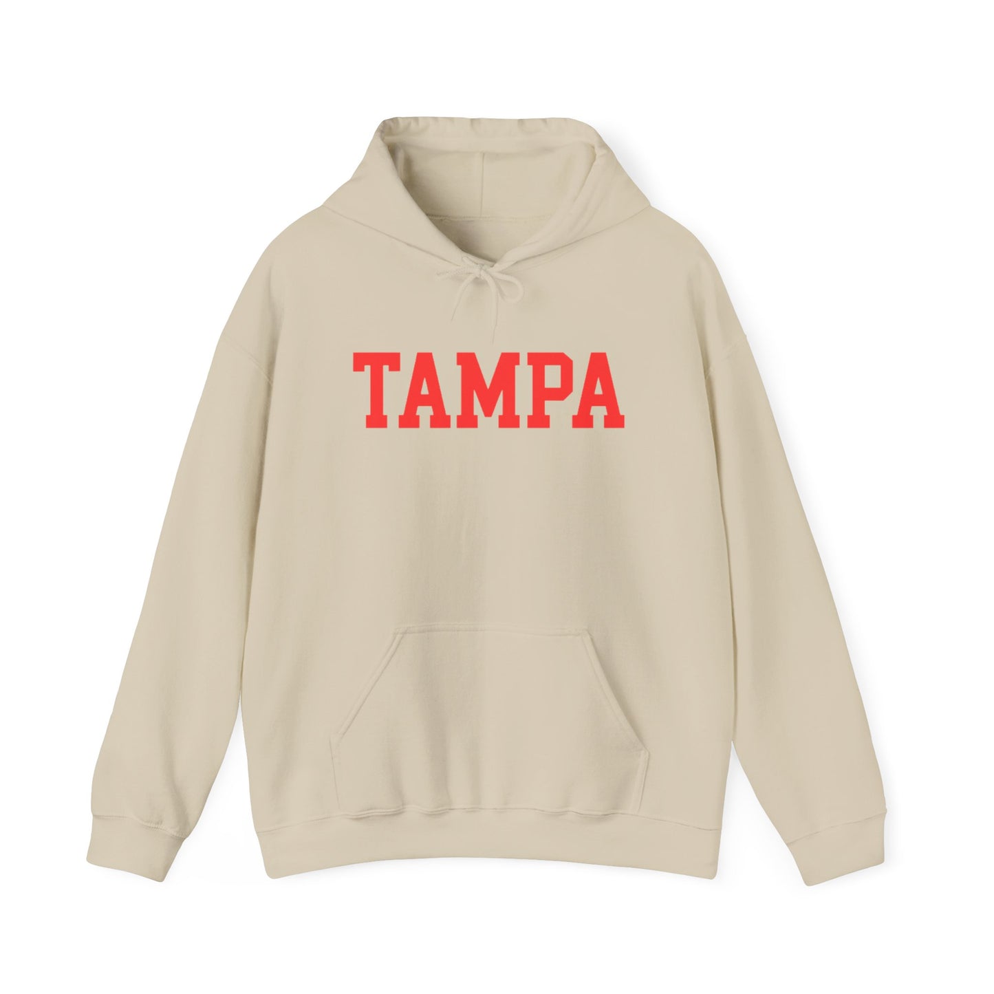 Tampa Hoodie — Classic Collegiate Pullover with Bold Red Text