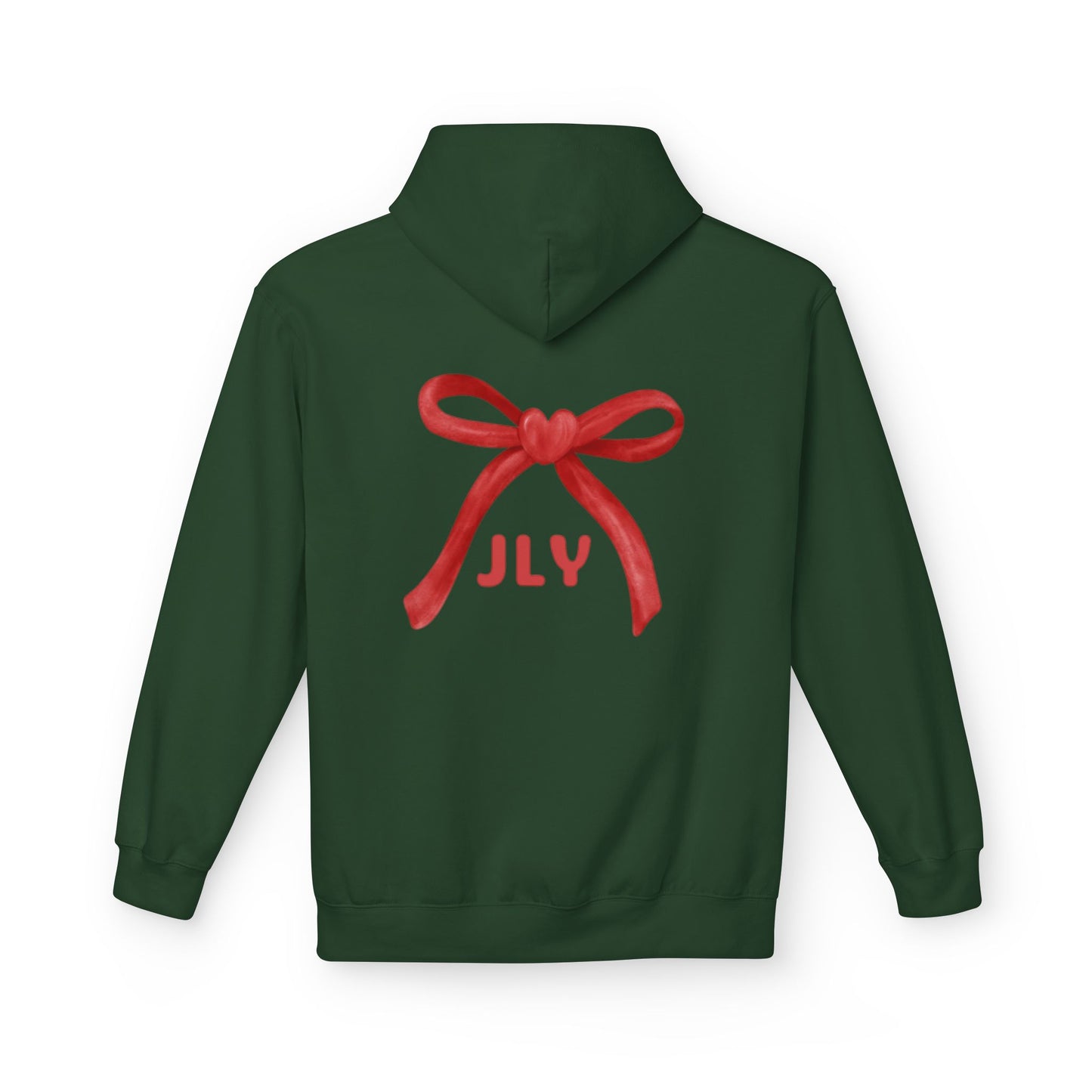 Chic Fleece Hoodie with JLY Bow Design - Perfect for Gift Giving, Cozy Casual Wear, Holiday Celebrations, Unisex Style, Everyday Comfort