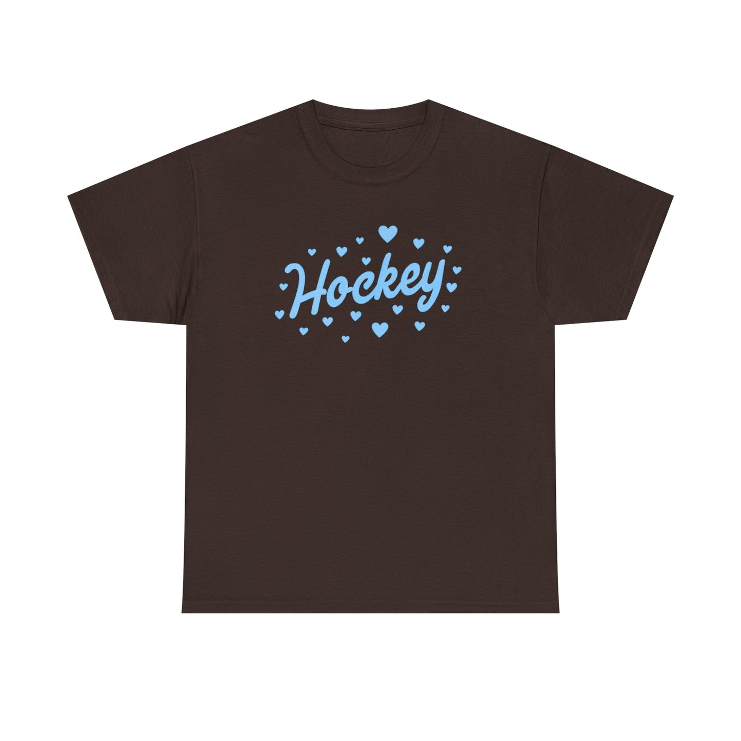 Hockey Heart Tee — Cute Light Blue Script Hockey Shirt
