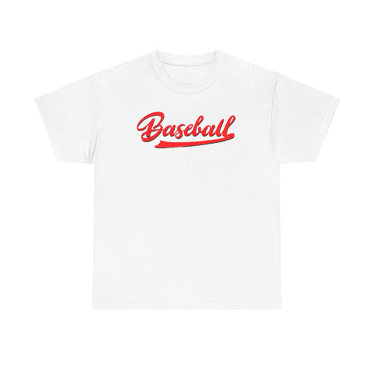 Baseball Script Tee — Red Vintage Baseball Logo T-Shirt