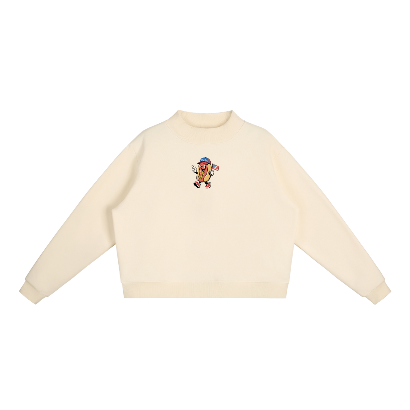 USA Hotdog  Fleece Mock-Neck Crew Sweatshirt