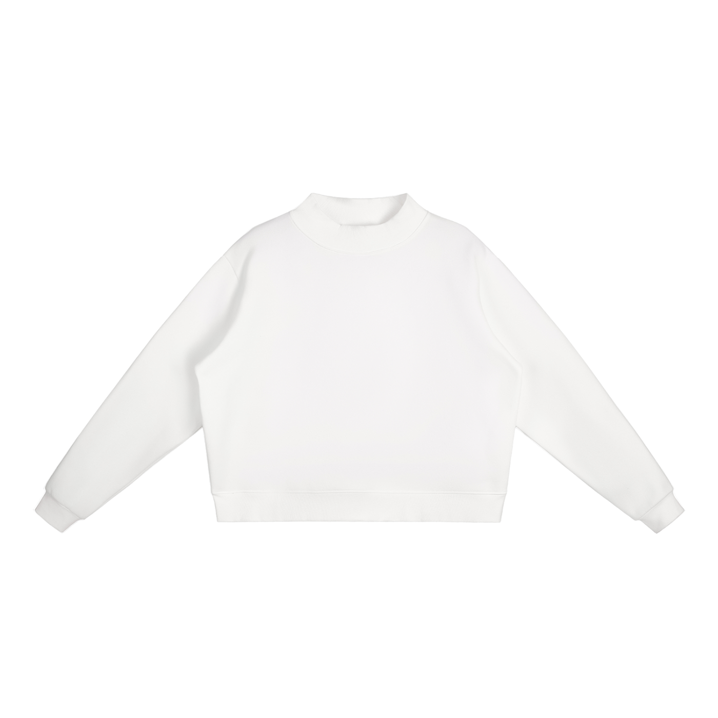 Solid Color Essential Fleece Mock-Neck Crew Sweatshirt