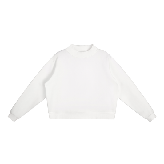 Solid Color Essential Fleece Mock-Neck Crew Sweatshirt