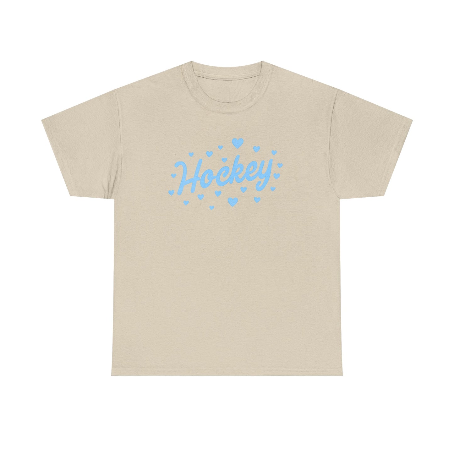 Hockey Heart Tee — Cute Light Blue Script Hockey Shirt