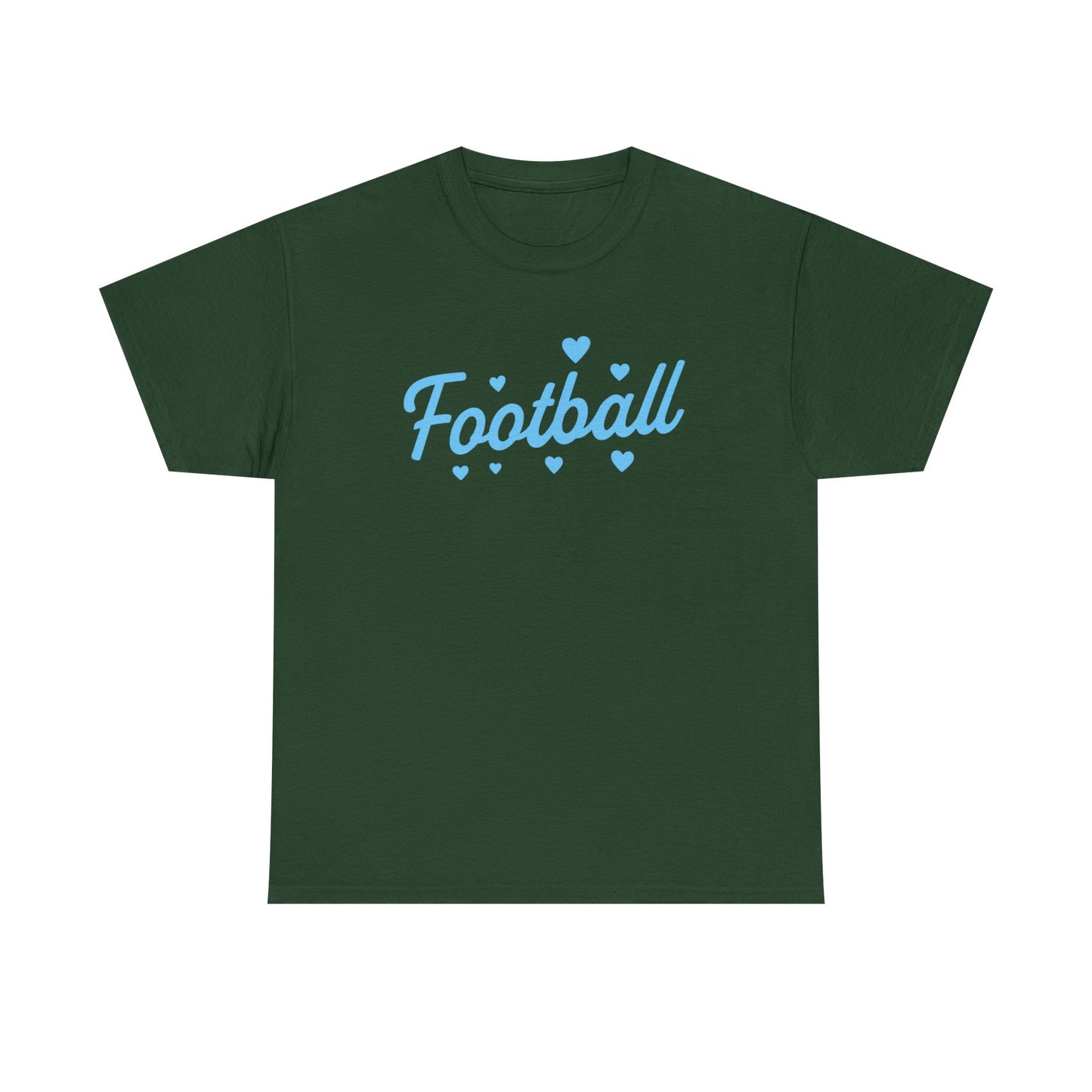 Football Script Tee — Light Blue Heart Sports T-Shirt