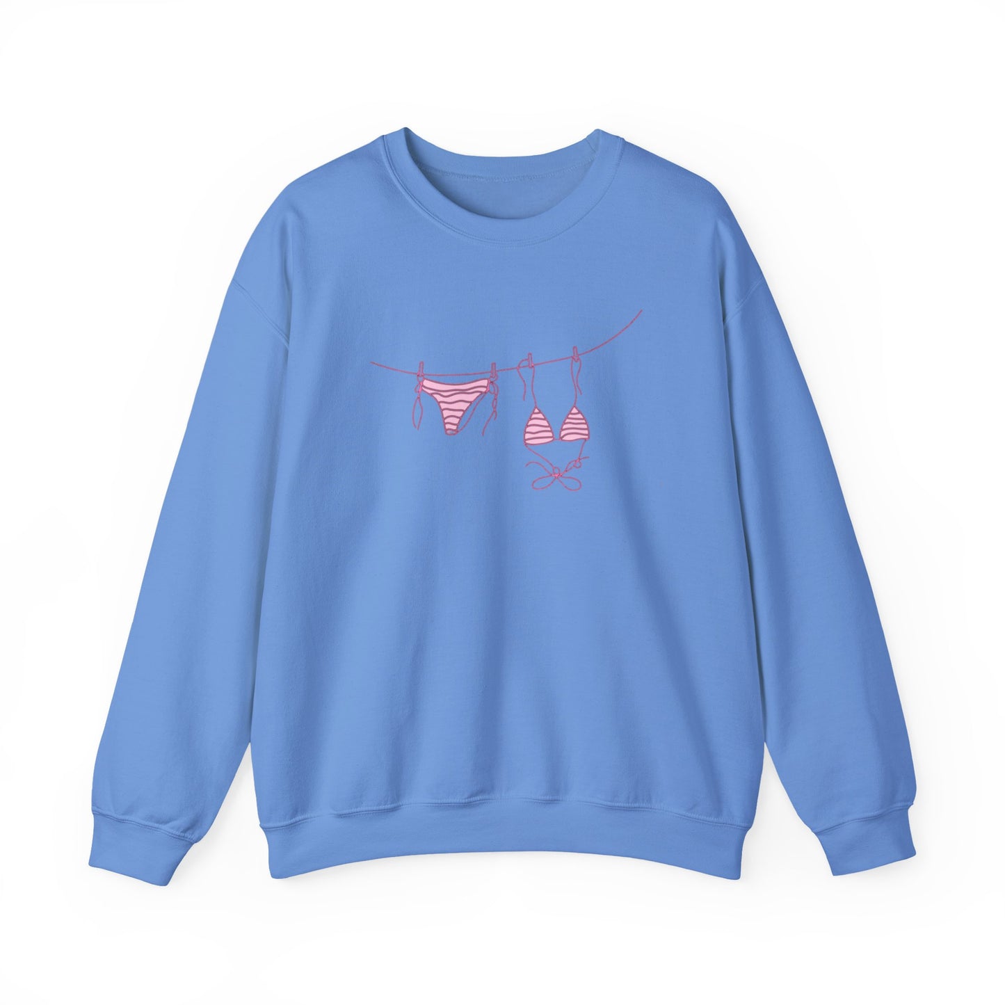 Bikini Line Graphic Crew Neck – Pink Swimsuit Clothesline Sweatshirt