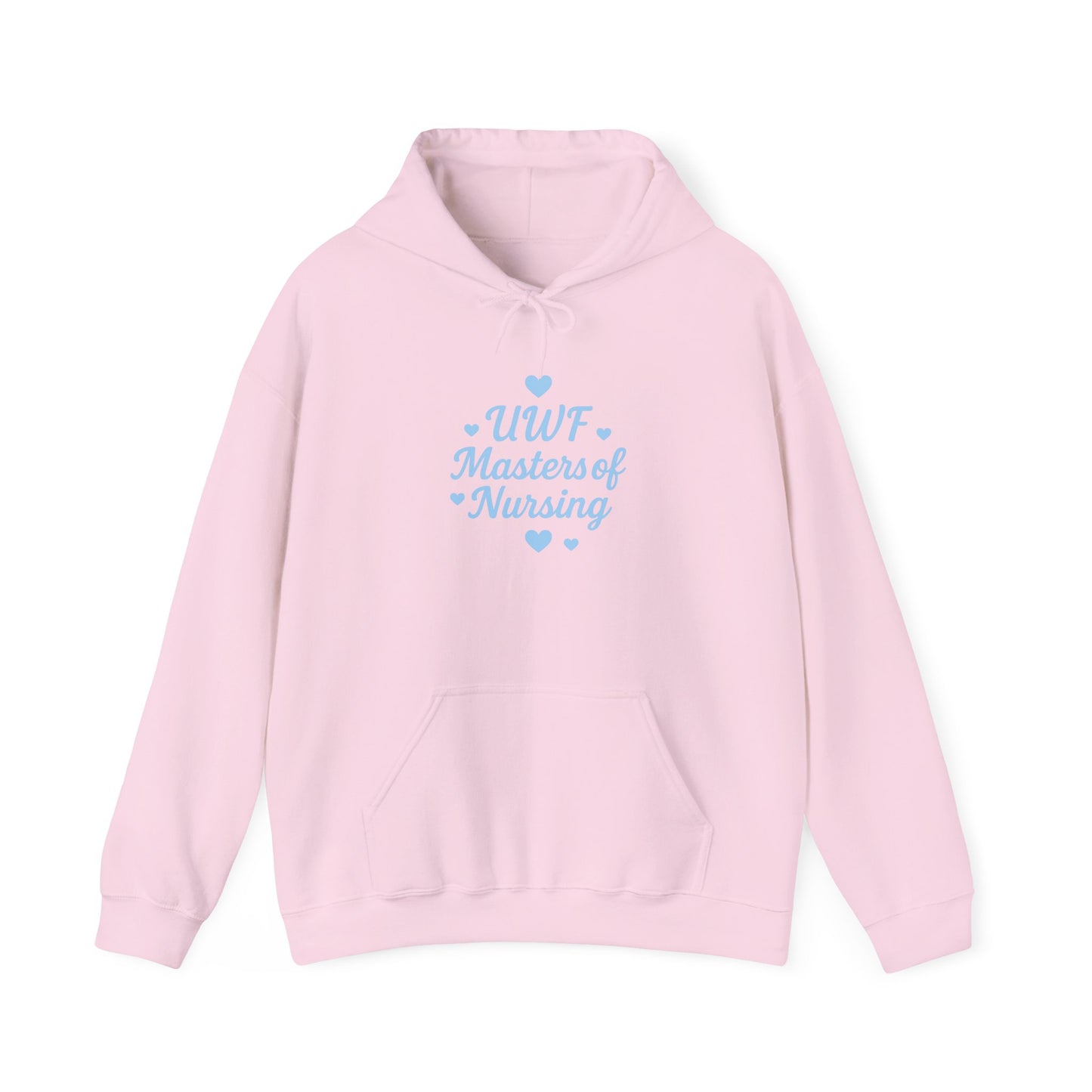UWF Masters of Nursing Hoodie — Light Blue Heart Nursing School Sweatshirt