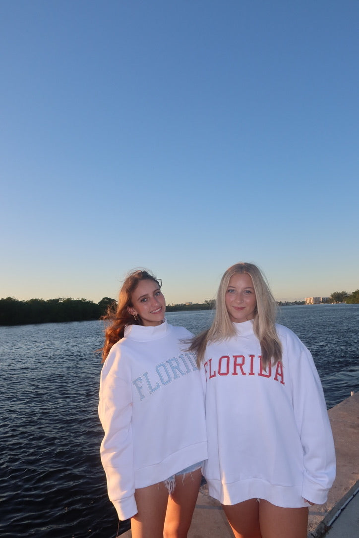 FLORIDA WHITE AND RED MOCK NECK