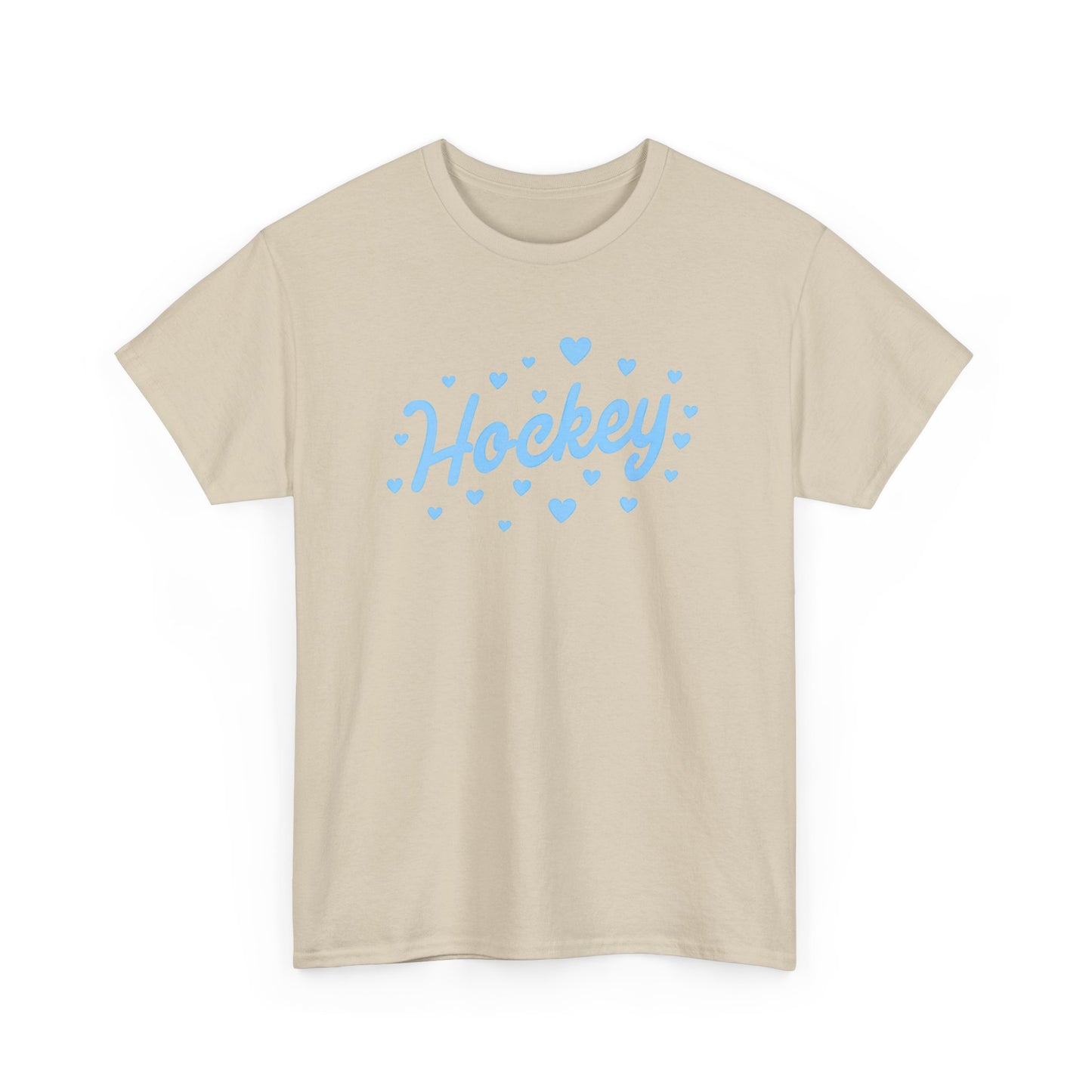 Hockey Heart Tee — Cute Light Blue Script Hockey Shirt