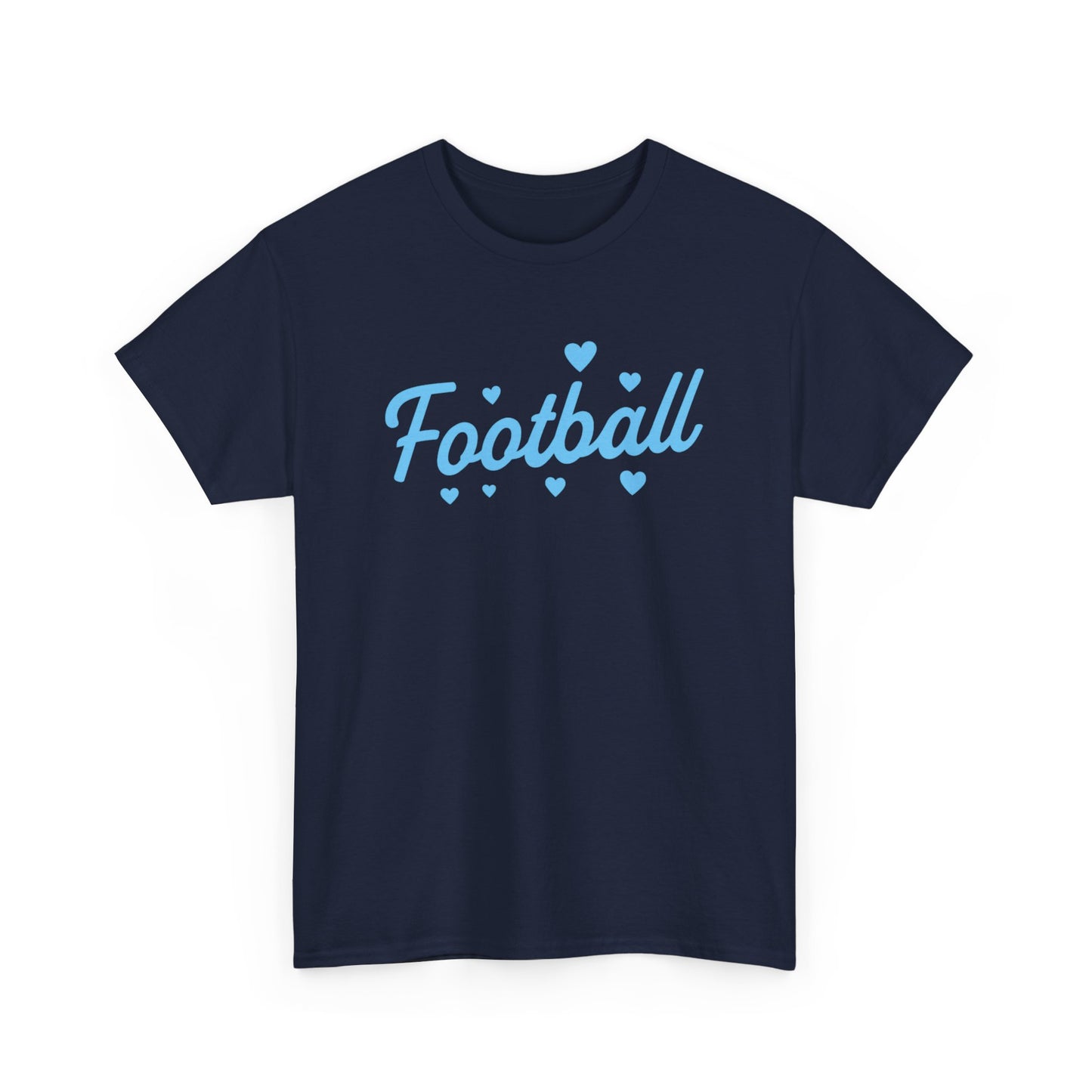 Football Script Tee — Light Blue Heart Sports T-Shirt
