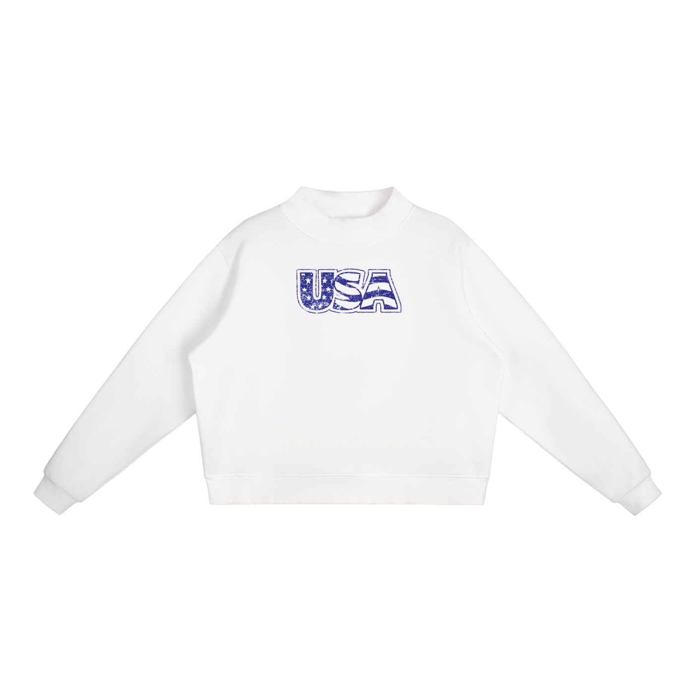 USA Fleece Mock-Neck Crew Sweatshirt
