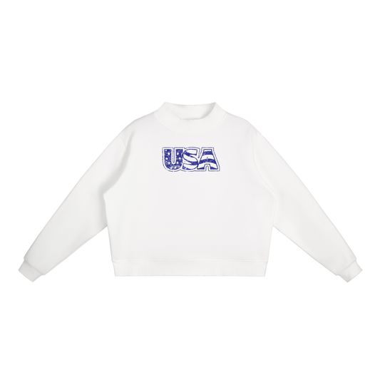 USA Fleece Mock-Neck Crew Sweatshirt
