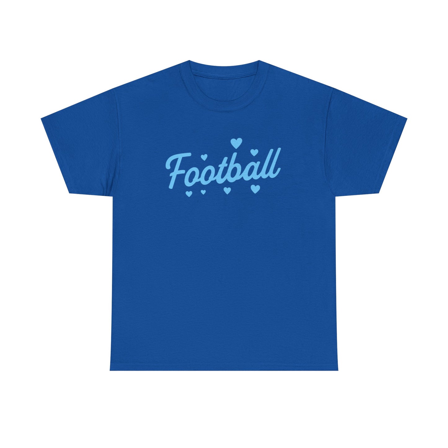 Football Script Tee — Light Blue Heart Sports T-Shirt