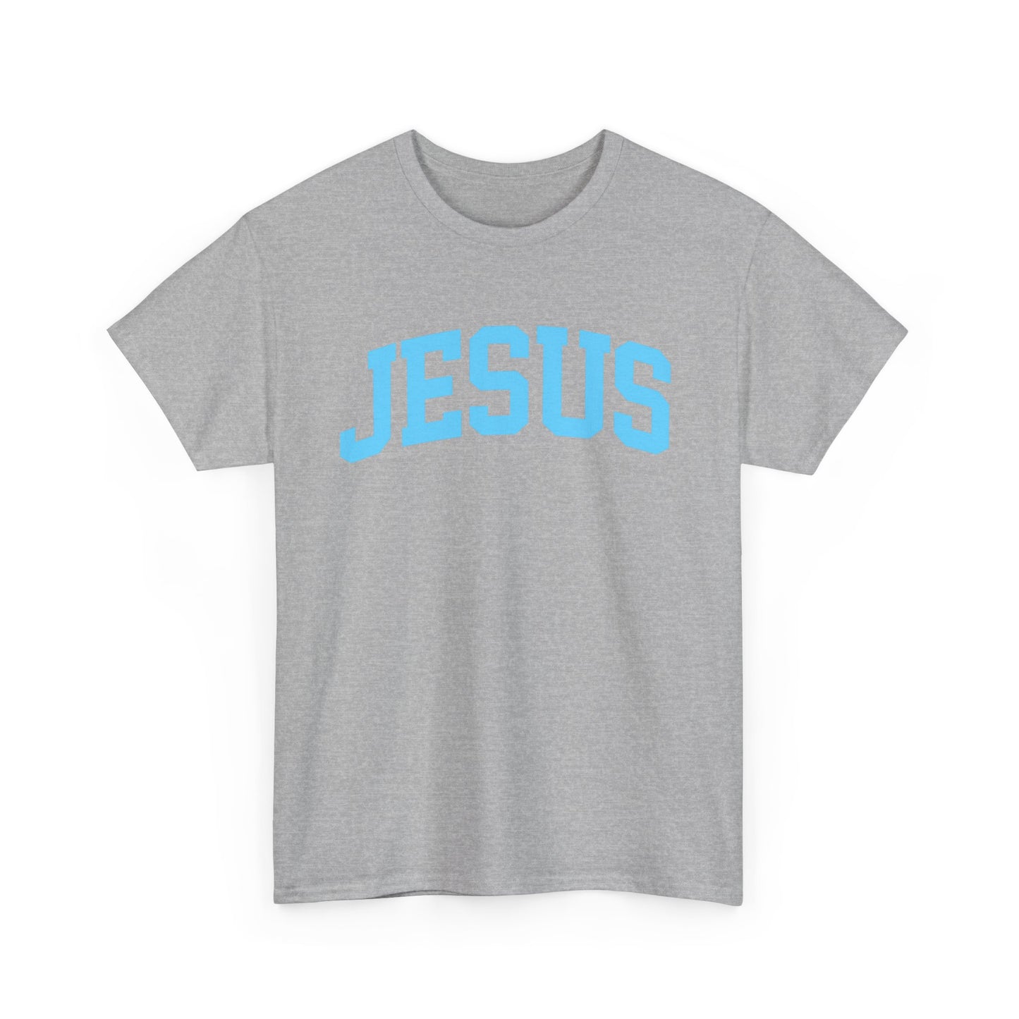 Jesus Graphic Tee — Light Blue Collegiate Faith T-Shirt