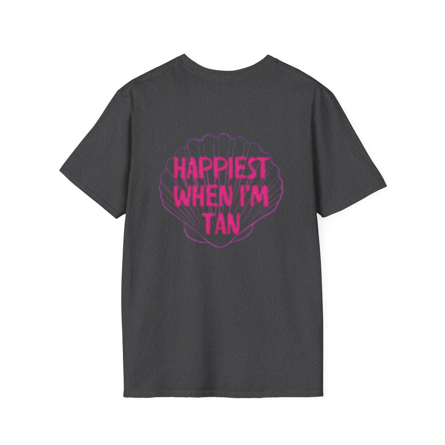 T-Shirt — "Happiest When I'm Tan" Pink Beach Tee