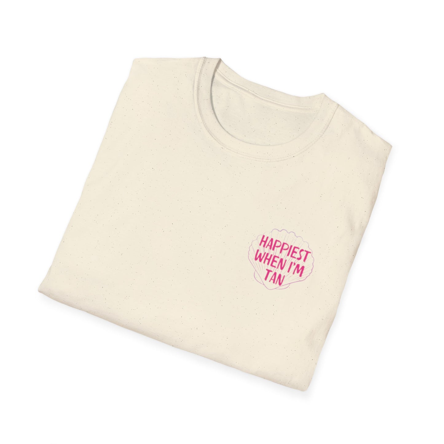 T-Shirt — "Happiest When I'm Tan" Pink Beach Tee