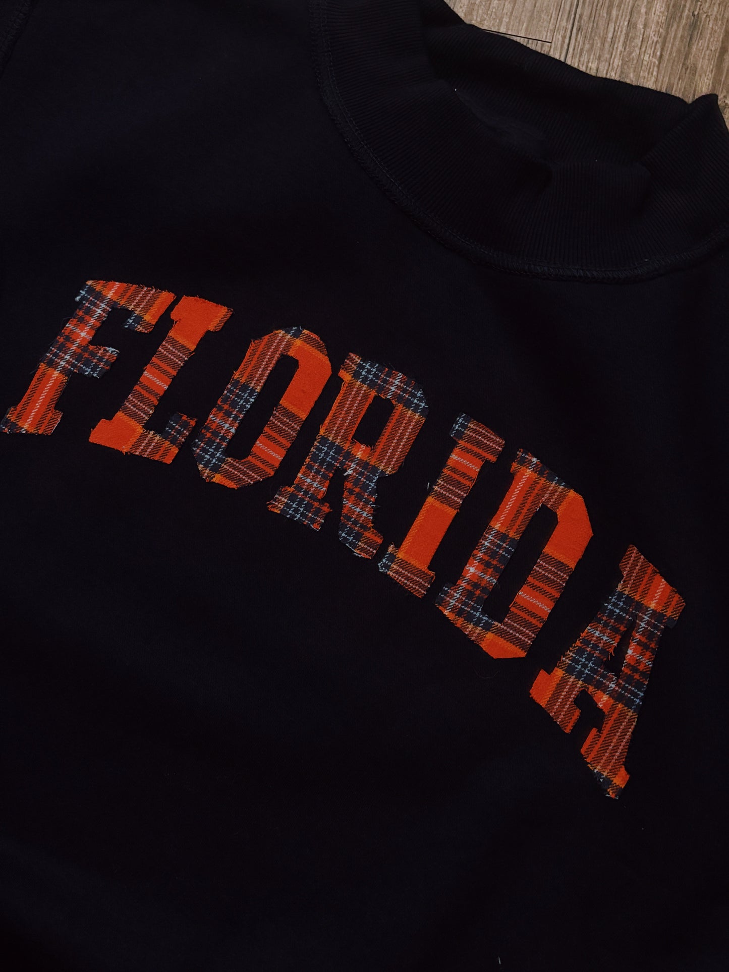 NAVY WITH ORANGE PLAID FLORIDA L/XL MOCK NECK
