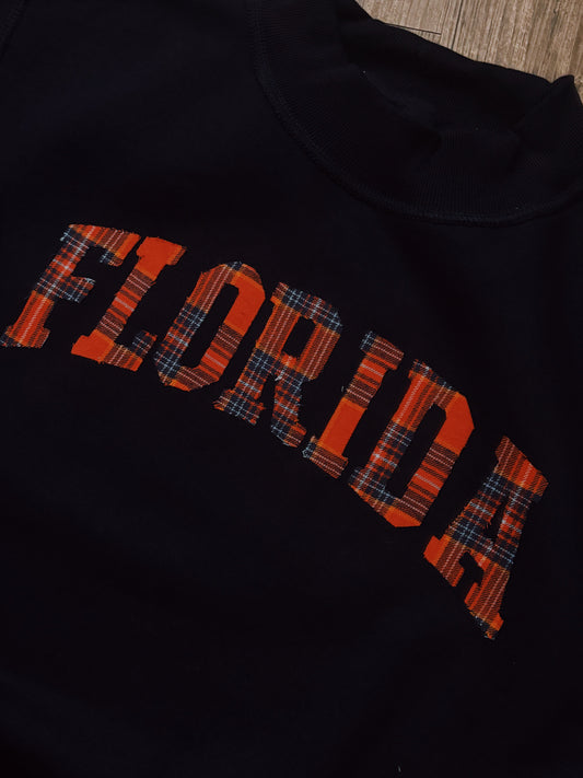 NAVY WITH ORANGE PLAID FLORIDA L/XL MOCK NECK