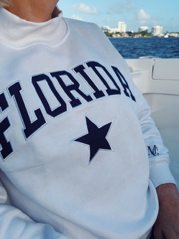 WHITE FLORIDA STAR MOCK NECK