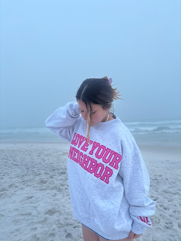 LOVE YOUR NEIGHBOR MOCK NECK- PINK FUSION