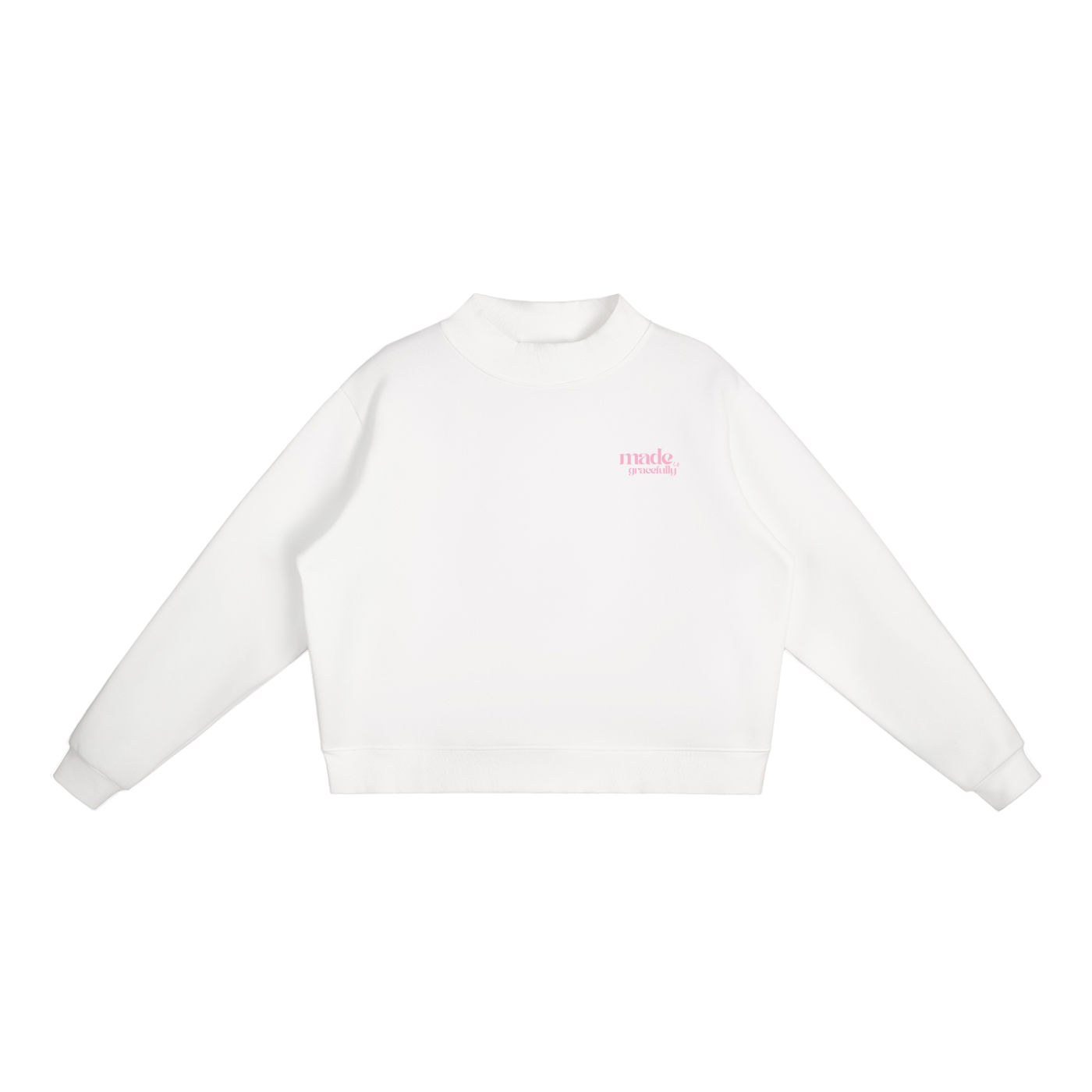 Pink Bikini Logo Essential Fleece Mock-Neck Crew Sweatshirt