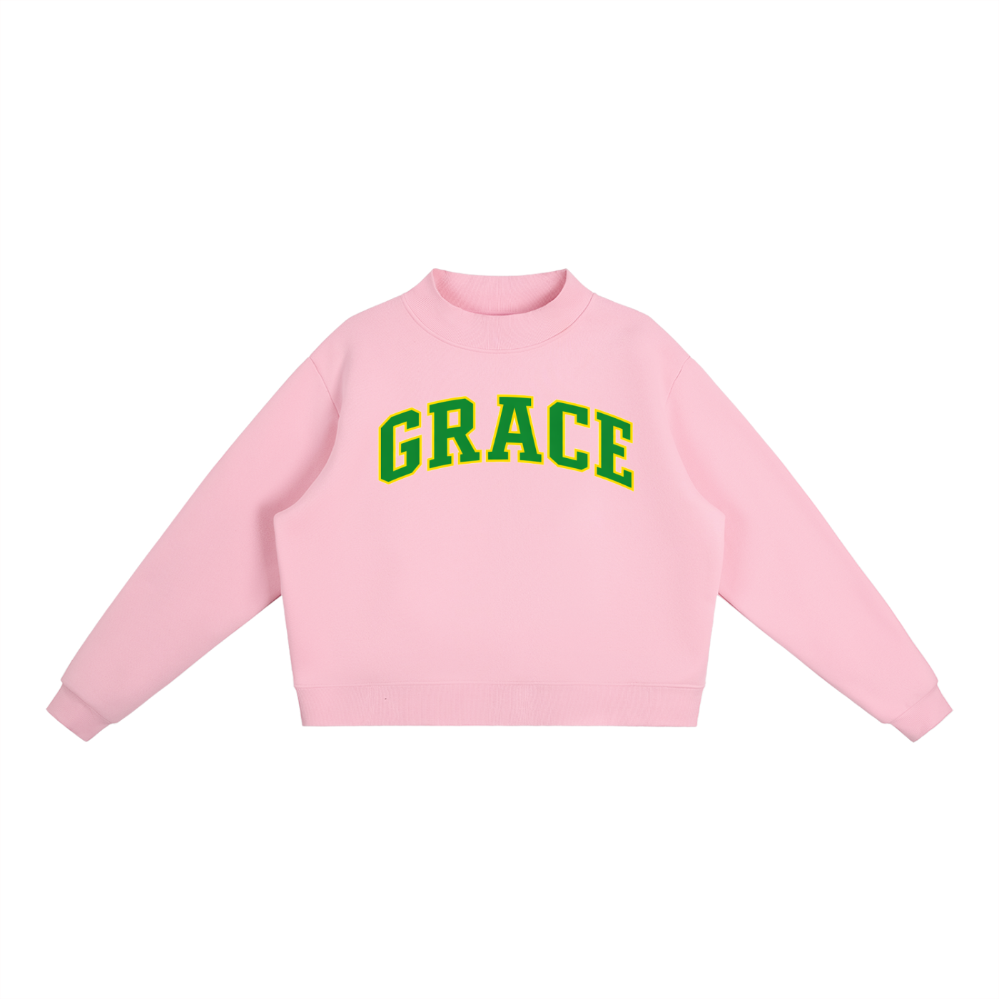 Green Line Fleece Mock-Neck Crew Sweatshirt
