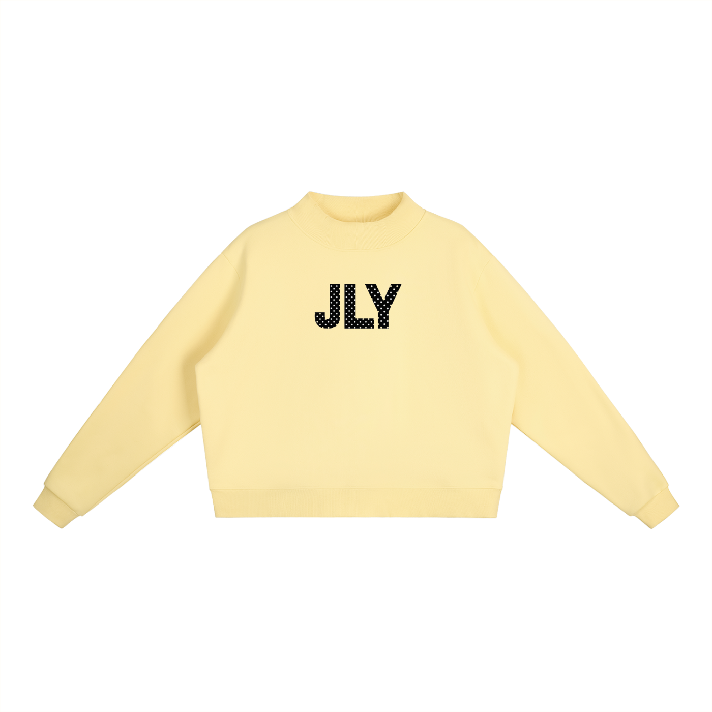 JLY Polka Dot Essential Fleece Mock-Neck Crew Sweatshirt